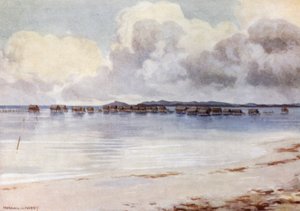 Marine Village, Tupusuli, Britská Nová Guinea (barevné lito)