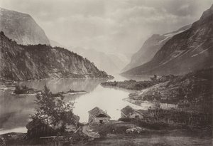 Pohled na jezero Loen, Nordfjord (černobílá fotografie) od Norwegian Photographer