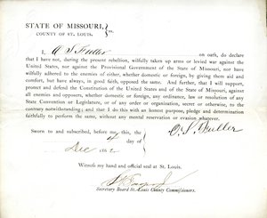 Přísaha věrnosti O. S. Fullera z Missouri, hrabství St. Louis od O.S. Fuller