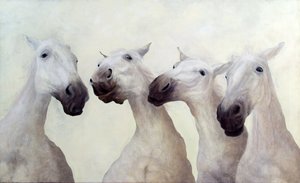Equus čtyři (akryl na plátně) od Odile Kidd