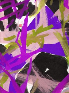 Zen Purple Floral, 2023 (akryl na plátně)
