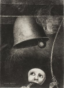 A Mask Sounds the Funeral Knell, deska tři od Edgara Poea od Odilon Redon