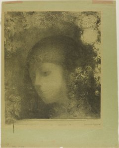 Dětská hlava s květinami od Odilon Redon