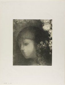 Dětská hlava s květinami od Odilon Redon