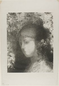 Dětská hlava s květinami od Odilon Redon