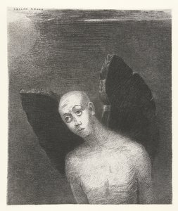Padlý anděl roztahuje svá černá křídla Nechte se překvapit alors des ailes noires La Nuit (název série) Noc (název seriálu) od Odilon Redon