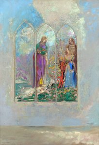 Pobožnost před červeným keřem - Pobožnost u červeného keře - Obraz Odilona Redona (1840-1916) od Odilon Redon