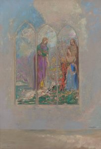 Oddanost poblíž červeného keře od Odilon Redon