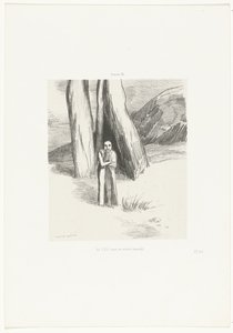 Šílenec v ponuré krajině Un FOU, dans un ranne paysage (titul na objektu) od Odilon Redon