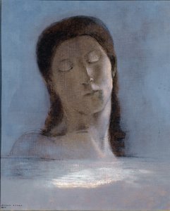 Zavřené oči - olej na kartonu od Odilon Redon