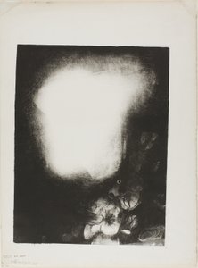 Hlava ženy s živůtek květin od Odilon Redon