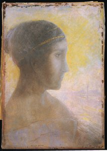 Hlava mladé ženy v profilu, kolem roku 1895 od Odilon Redon