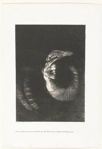 To je een doodshoofd met een krans van rozen Je to lebka s korunou růží. Dominuje ženskému torzu perleťové bělosti (titul na předmětu) Temptation of Saint Anthony (1) (název série) Verzoeking van de heilige Antonius (se od Odilon Redon