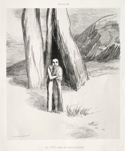 Pocta Goyovi: Šílenec v neutěšené krajině, 1885. od Odilon Redon