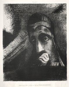 Pocta Goyovi: Ve snu jsem viděl na nebi tvář záhady, 1885. od Odilon Redon