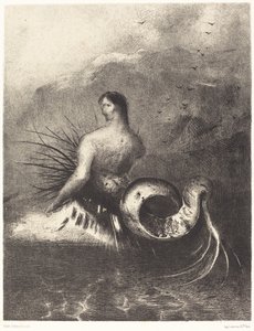 La sirene sortie des flots vetue de dardos (Siréna oděná ostny se vynořila z vln od Odilon Redon