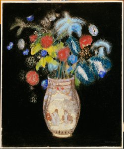 Velká kytice na černém pozadí, c.1910 od Odilon Redon