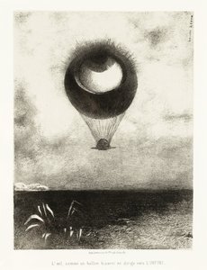 Série ilustrací pro Edgara Poea: Litografie „The Eye, Like a Strange Balloon, Mounts to Infinity“ od Odilona Redona (1840-1916) od Odilon Redon