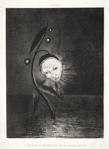 Marsh Flower, smutná lidská hlava od Odilon Redon