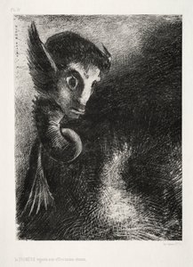 Noc: Chimera zírala na všechny věci se strachem, 1886. od Odilon Redon