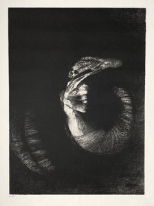 První série The Temptation of Saint Anthony: It Is a Skull wreathed with roses..., 1888. od Odilon Redon