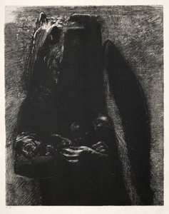 První série The Temptation of Saint Anthony: It Is the Devil, Bearing Under his Two Wings, 1888. od Odilon Redon