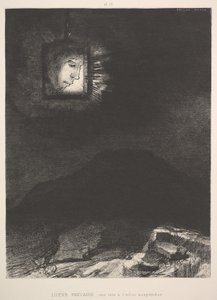 Nejasný záblesk hlavy zavěšené ve vesmíru, 1891. od Odilon Redon
