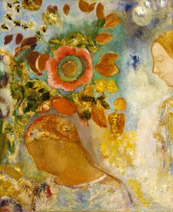 Dvě mladé dívky mezi květinami, 1912 od Odilon Redon
