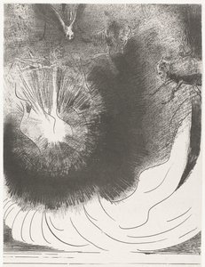 Uit de hemel viel een grote ster a z nebe spadla velká hvězda, hořící jako pochodeň (název na předmětu) Apocalypse of Saint John (název série) Openbaring van Johannes (název série) od Odilon Redon
