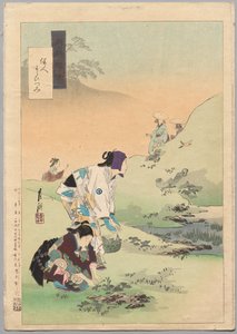 Beauties Harvesting Bracken, ze série Gekkō’s Miscellaney od Ogata Gekko