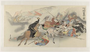 Obtížná bitva u Feng Huang Cheng Hôôjô ni shôshi funtô no zu (název na objektu) od Ogata Gekko