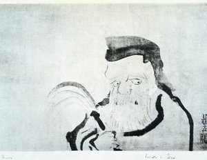 Portrét starého muže, kresba Ogata Korin (1658-1716), tuš na hedvábí, japonská civilizace, období Edo od Ogata Korin