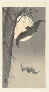 Netopýři a úplněk od Ohara Koson