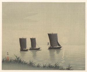 Rybářské lodě od Ohara Koson