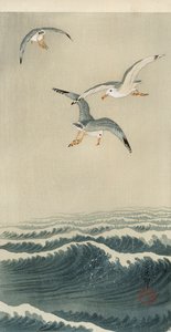 Racci na moři od Ohara Koson