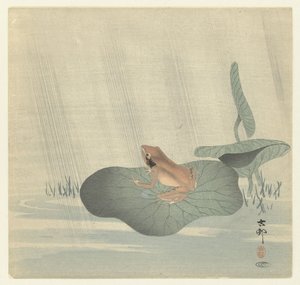 Žába na lotosovém listu od Ohara Koson