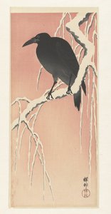Vrána na zasněžené větvi. od Ohara Koson