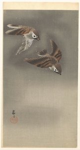 Prsten vrabci ve sněhu od Ohara Koson