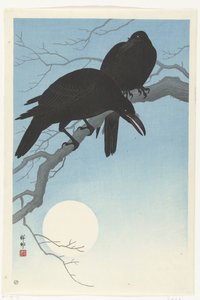 Dvě vrány na větvi od Ohara Koson