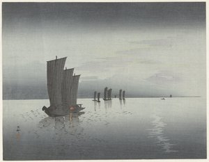 rybářské lodě od Ohara Koson