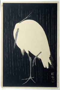 Volavka v dešti od Ohara Koson