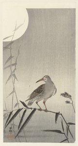 Černý jezdec na bambusové větvi od Ohara Koson