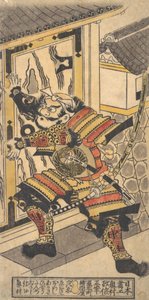 Herec Bando Hikosaburo v roli Asahi na Saburo Breaking Open the Castle Doo..., ca. 1730. od Okumura Masanobu