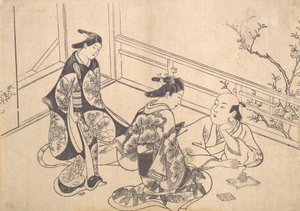 Herec Ichimura Takenojo ležící na balkóně, ca. 1715, ca. 1715.