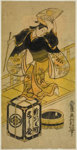 Mladý muž hraje Ushiwaka od Okumura Toshinobu