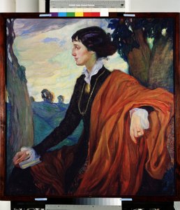 Portrét ruské básnířky Anny Achmatovové (1889-1966) od Olga Lyudvigovna Della-Vos-Kardovskaya