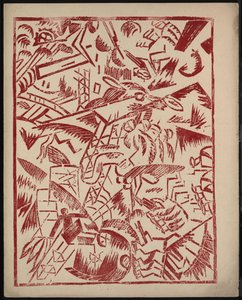 Ilustrace ke knize Válka od Aleksey Kruchenykh, 1916 od Olga Rozanova