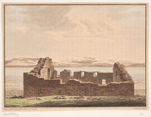 Zřícenina kostela v Grónsku. Ilustrace pro W.A. Grah. Výzkumná cesta na východní pobřeží Grónska od Oluf Olufsen Bagge