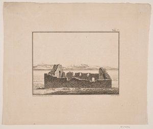 Zřícenina kostela v Grónsku. Ilustrace pro W.A. Grah. Výzkumná cesta na východní pobřeží Grónska od Oluf Olufsen Bagge