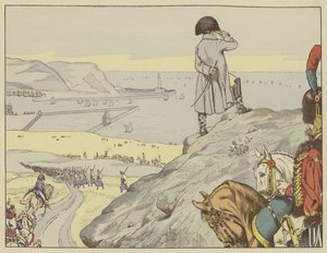 V táboře Boulogne se Napoleon neustále díval přes Kanál směrem k Anglii, září 1803 od Onfray de Breville Job